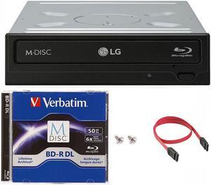 LG WH14NS40 16X Blu-ray BDXL DVD CD Internal Burner Drive Bundle with Free 50GB M-DISC BD-R DL + SATA Cable + Mounting Screws