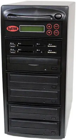 Systor Blu-ray BDXL Multi Media Center PLUS - Flash Memory Drive (USB/SD/CF/MS/MMC) to Disc Backup + 1 to 4 SATA CD/DVD/BD Duplicator (PMBC-P-BD-04)