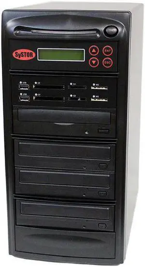 Systor Blu-ray BDXL Multi Media Center PLUS - Flash Memory Drive (USB/SD/CF/MS/MMC) to Disc Backup + 1 to 3 SATA CD/DVD/BD Duplicator (PMBC-P-BD-03)