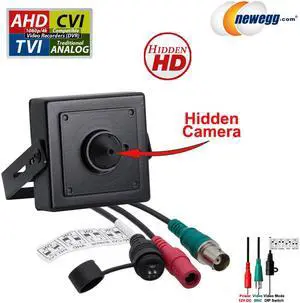 Evertech 1080p HD 4in1 AHD TVI CVI, ANALOG Indoor Hidden Camera with Pinhole Lens