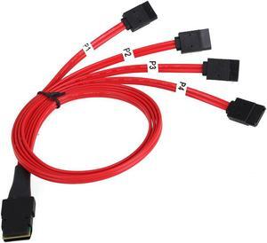 Red Rapidly HDD Hard Drive Splitter Cable 4i SFF-8087 36P to 4 SATA 7P