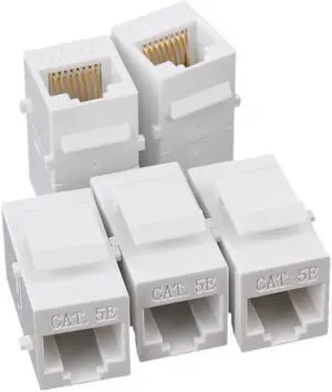 5pcs Cat5 RJ45 Coupler Female Adapter For Keystone Panel White