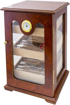 Panorama Display Humidor - Humidifier Storage Box Hygrometer, Gold-Plated Hinges & Handcrafted Finish - Cedar Wood Case for Moisture Control
