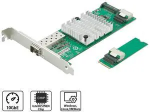 M.2 M-Key Single SFP+ Port 10G Ethernet LAN Adapter with 50cm Cable, with Intel 82599EN Controller