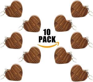 10 Pieces 32GB USB Memory Stick Wood Made Heart USB Thumb Drive Flash Disk with Keychain