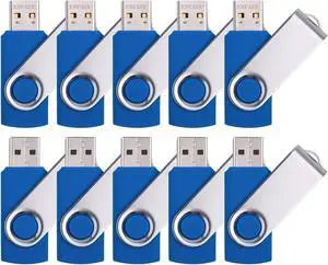 10Pcs USB 2.0 Flash Drive Memory Stick Fold Storage New Design Easy to Carry (8G, blue)