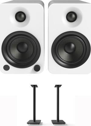 Kanto SP26PL Universal Speaker Floor Stands for Bookshelf Speakers | 26”  Tall | Two Sizes Rotating Top Plate w/Foam Padding | Carpet & Hardwood Feet  