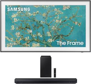 Samsung QN32LS03CBFXZA 32 Inch The Frame QLED Smart TV with Art Mode with a Samsung HWQ60C 31ch Soundbar and Subwoofer with Dolby Atmos 2023