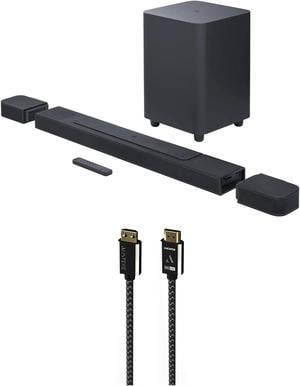 JBL BAR-1000 7.1.4ch Soundbar and Subwoofer with Surround Speakers with an Austere 7S-8KHD2-1.5M VII Series 1.5m Premium Braided 8K HDMI Cable (2022)