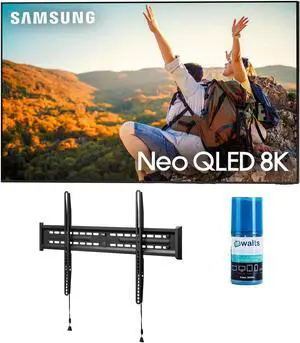 Samsung QN75QN850CFXZA 75 Inch 8K Neo QLED Smart TV with Dolby Atmos with a Walts TV FIXED-MOUNT-43-90 TV Mount for 43-90 Inch Compatible TVs and a Walts HDTV Screen Cleaner Kit (2023)