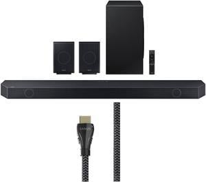 Samsung HW-Q990C 11.1.4ch Soundbar with Rear Speakers and Dolby Atmos with a Sanus SAC-21HDMI2 2m HDMI Cable with 8K/60Hz Support (2023)