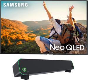 Samsung QN65QN90CAFXZA 65 Inch Neo QLED Smart TV with 4K Upscaling with a Mackie CRSTEALTHBAR Desktop Soundbar with Bluetooth 2023