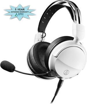 Audio Technica ATH-GL3WH Closed-Back Wired Gaming Headset - White/Black with an Additional 1 Year Coverage by Epic Protect (2022)