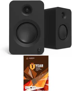 Kanto REN MB Bluetooth Powered Bookshelf Speakers - Matte Black Pair with 1 Year Amber Protection Extension Plan (2024)