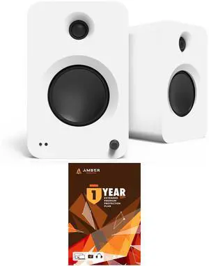 Kanto REN MW Bluetooth Powered Bookshelf Speakers - Matte White Pair with 1 Year Amber Protection Extension Plan (2024)