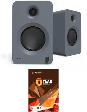 Kanto REN GREY Bluetooth Powered Bookshelf Speakers - Matte Grey Pair with 4 Year Amber Protection Plan (2024)