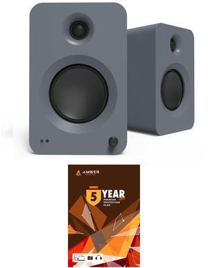 Kanto REN GREY Bluetooth Powered Bookshelf Speakers - Matte Grey Pair with 5 Year Amber Protection Plan (2024)