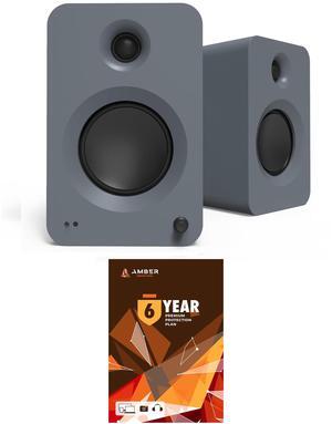 Kanto REN GREY Bluetooth Powered Bookshelf Speakers - Matte Grey Pair with 6 Year Amber Protection Plan (2024)