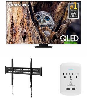 Samsung QN85Q80DDFXZA 85 Inch QLED 4K Smart TV with a Walts TV FIXED-MOUNT-43-90 TV Mount for 43"-98" Compatible TVs and Amber Protection 3-OUTLET-SURGE Surge Protector (2025)
