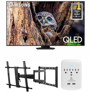 Samsung QN85Q80DDFXZA 85 Inch QLED 4K Smart TV with a Walts TV Large/Extra Large Full Motion Mount for 43"-90" Compatible TVs and Amber Protection 3-OUTLET-SURGE Surge Protector (2025)