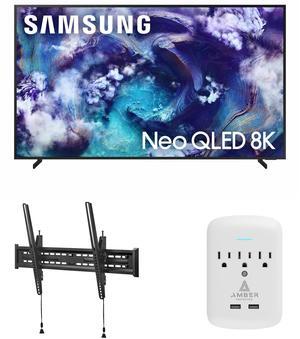Samsung QN65QN900FFXZA 65 Inch Neo Quantum HDR 8K Pro QLED Smart TV with a Walts TV TILT-MOUNT-43-90 Large/XL Tilt Mount for 43"-98" TVs and Amber Protection 3-OUTLET-SURGE Surge Protector (2025)