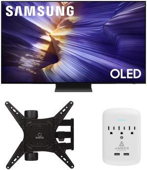 Samsung QN55S90FAFXZA 55 Inch 4K OLED Smart TV with a Walts Medium Full Motion Mount for 32"-65" TVs and Amber Protection 3-OUTLET-SURGE Surge Protector (2025)