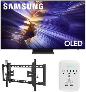 Samsung QN55S90FAFXZA 55 Inch 4K OLED Smart TV with a Walts TILT-EXTENSION-37-90 Tilt Mount for 37"-90" TVs and Amber Protection 3-OUTLET-SURGE Surge Protector (2025)
