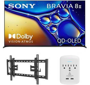 Sony K55XR80M2 55 Inch Bravia 8 QD-OLED 4K HDR Google TV with a Walts TILT-EXTENSION-37-90 Tilt Mount for 37"-90" TVs and Amber Protection 3-OUTLET-SURGE Surge Protector (2025)