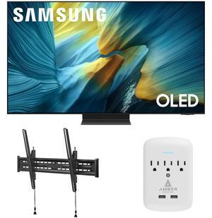 Samsung QN55S95FAFXZA 55 Inch OLED HDR Pro 4K Smart TV with a Walts TILT-MOUNT-43-90 Large/XL Tilt Mount for 43"-98" TVs and Amber Protection 3-OUTLET-SURGE Surge Protector (2025)