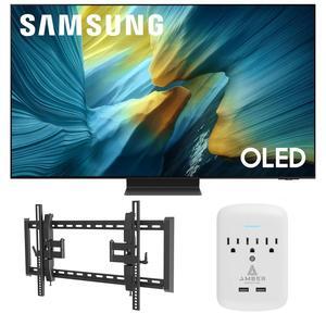 Samsung QN55S95FAFXZA 55 Inch OLED HDR Pro 4K Smart TV with a Walts TILT-EXTENSION-37-90 Tilt Mount for 37"-90" TVs and Amber Protection 3-OUTLET-SURGE Surge Protector (2025)