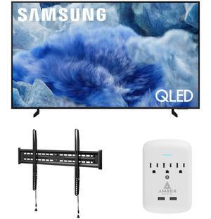 Samsung QN75Q8FAAFXZA 75 Inch Class QLED Q8F 4K Vision AI Smart TV with a Walts FIXED-MOUNT-43-90 TV Mount for 43"-98" TVs and Amber Protection 3-OUTLET-SURGE Surge Protector (2025)