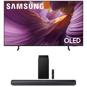 Samsung QN55S85FAFXZA 55 Inch OLED HDR 4K Smart TV with a Samsung HW-Q600F Q Series Soundbar 3.1.2 Ch Sound and Subwoofer (2025)