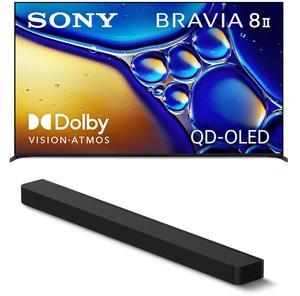 Sony K55XR80M2 55 Inch Bravia 8 QD-OLED 4K HDR Google TV with a Sony HT-A8000 BRAVIA Theater Bar Soundbar (2025)