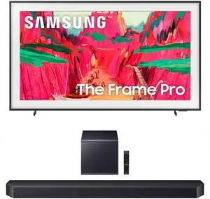 Samsung QN65LS03FWFXZA 65 Inch The Frame Wireless 4K Neo QLED TV with a Samsung HW-Q900F Q Series Soundbar 7.1.2 Ch Subwoofer (2025)