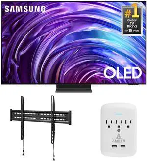Samsung QN77S95DDFXZA 77 Inch OLED 4K Smart TV with a Walts FIXED-MOUNT-43-90 Mount and Amber Protection 3-OUTLET-SURGE Surge Protector (2024)