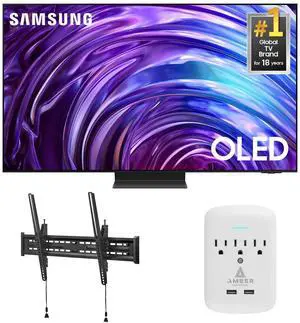 Samsung QN77S95DDFXZA 77 Inch OLED 4K Smart TV with a Walts TILT-MOUNT-43-90 Large/XL Tilt Mount and Amber Protection 3-OUTLET-SURGE Surge Protector (2024)