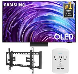 Samsung QN77S95DDFXZA 77 Inch OLED 4K Smart TV with a Walts TILT-EXTENSION-37-90 Tilt Mount and Amber Protection 3-OUTLET-SURGE Surge Protector (2024)