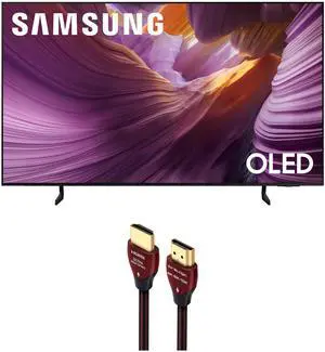 Samsung QN55S85FAFXZA 55 Inch OLED HDR 4K Smart TV with a WireLogic Ruby 8ft Ultra High Speed 4K-8K-10K HDMI Cable (2025)