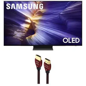 Samsung QN55S90FAFXZA 55 Inch 4K OLED Smart TV with a WireLogic Ruby 8ft Ultra High Speed 4K-8K-10K HDMI Cable (2025)