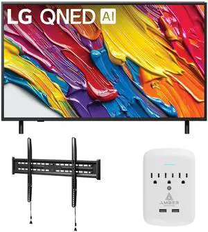 LG 50QNED82AUA 50 Inch QNED AI 4K Smart TV with a Walts FIXED-MOUNT-43-90 Mount and Amber Protection 3-OUTLET-SURGE Surge Protector (2025)