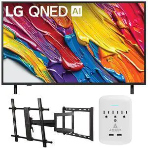 LG 50QNED82AUA 50 Inch QNED AI 4K Smart TV with a Walts Large/Extra Large Full Motion Mount and Amber Protection 3-OUTLET-SURGE Surge Protector (2025)