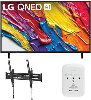 LG 50QNED82AUA 50 Inch QNED AI 4K Smart TV with a Walts TILT-MOUNT-43-90 Large/XL Tilt Mount and Amber Protection 3-OUTLET-SURGE Surge Protector (2025)