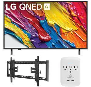 LG 50QNED82AUA 50 Inch QNED AI 4K Smart TV with a Walts TILT-EXTENSION-37-90 Tilt Mount and Amber Protection 3-OUTLET-SURGE Surge Protector (2025)