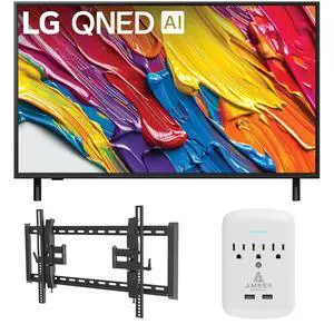 LG 43QNED82AUA 43 Inch QNED AI 4K Smart TV with a Walts TILT-EXTENSION-37-90 Tilt Mount and Amber Protection 3-OUTLET-SURGE Surge Protector (2025)