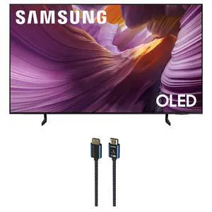 Samsung QN65S85FAFXZA 65 Inch OLED HDR 4K Smart TV with an Austere 5S-4KHD2-2.5M V-Series 2.5m Premium 4K HDR HDMI Braided Cable (2025)