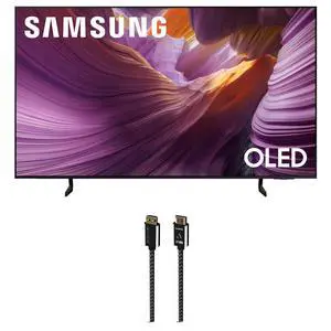 Samsung QN65S85FAFXZA 65 Inch OLED HDR 4K Smart TV with an Austere 7S-8KHD2-2.5M VII Series 2.5m Premium Braided 8K HDMI Cable (2025)