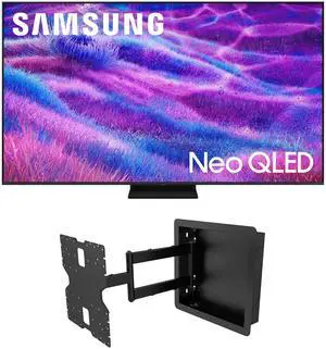 Samsung QN55QN80FAFXZA 55 Inch Neo QLED QN80F Series Supreme UHD 4K TV with a Kanto R400 Recessed In-wall Full Motion Articulating Mount (2025)