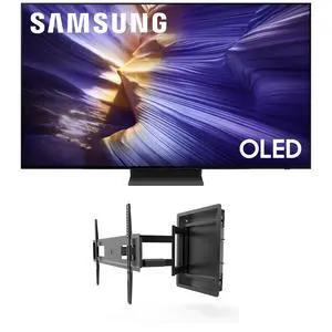 Samsung QN65S90FAFXZA 65 Inch 4K OLED Smart TV with a Kanto R500 Recessed Ultra-Low Profile Full-Motion Mount (2025)