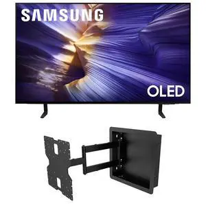 Samsung QN42S90FAEXZA 42 Inch 4K OLED Smart TV with a Kanto R400 Recessed In-wall Full Motion Articulating Mount (2025)