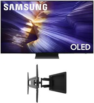 Samsung QN55S90FAFXZA 55 Inch 4K OLED Smart TV with a Kanto R300 Recessed Low Profile Full Motion Wall Mount (2025)